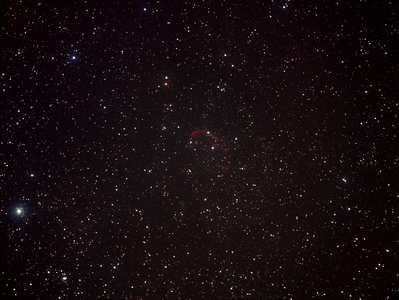 NGC6888 -- The Crescent Nebula
SBIG ST-8300m camera, Astro-Tech AT65EDQ 65mm f/6.5 refractor, Astronomik 1.25" LRGB filters, Orion Nautilus 7x1.25" motorized filter wheel, Losmandy G11 Gemini-2 mount. 6 x 5 minute RGB sub-frames, 30 averaged darks, 30 averages bias frames, no flats. This was meant mainly as a quick test of the new camera and filters. Focus was a bit off.. 

