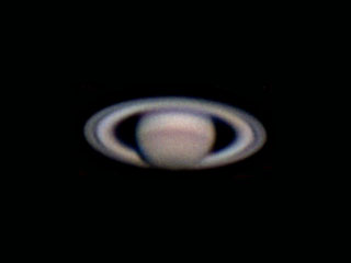 Saturn
My Saturns are getting a bit better! :o) Taken from 2 seperate AVI's taken weeks apart. 2x barlowed at a resolution of 640x480. 
Keywords: Saturn