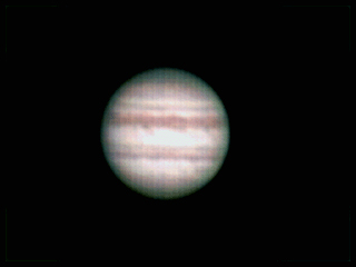 Jupiter
Well since my CB245 is down with a busted TEC and the blasted planets are there just begging to have their pictures taken I decided to try applying some of the processing tricks I've learned recently to pictures taken with the 'ol Logitech VC and boy, oh boy have the results been impressive! Jupiter here is a stack of 120 aligned, stacked and unshap masked with AstroStack. It was taken with the VC hooked up to my Meade 2x barlow.

Keywords: Jupiter