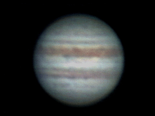 Jupiter
I'm pretty proud of this shot. This was a stack of 60 raws with a 30 average dark frame subtracted in AstroStack. I really don't think I can get much more out of my poor Logitech VC as far as detail goes... This is no fault of the camera but mainly due to how badly I've treated the thing! <g>
Keywords: Jupiter