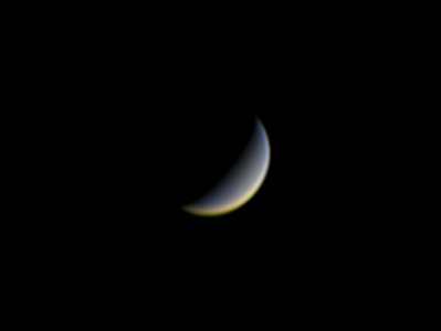 Venus
Camera: Toucam Pro
Scope: C9.25 w/ NGF-s on GM8
Barlow: 2.5x Meade
Frames: Best 200 of 2500 @ 10 FPS

The color planes were adjusted to reduce color diffraction caused by the atmosphere.
Keywords: Venus