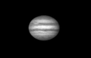 Jupiter
A stack of 18 raw images from my CB245 hooked up to a 8"LX 50 through the Meade series 4000 2x barlow. I doubled the size by resampleing using the 'spline' method and applied a heavy unsharp mask.
Keywords: Jupiter