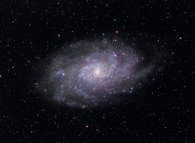 M33 Triangulum Galaxy
Still a work in progress, just some different processing and a tighter crop. 

Taken from a Bortle 5 suburban back yard. Takahashi FSQ-106EDX4 at f/5. SBIG ST-8300M at 1x1 binning, with the FW5-8300 5 position filter wheel. IDAS LPS-D3 36mm unmounted filter for luminance and Astronomik Deep-Sky 36mm unmounted RGB filters. Losmady G11 Gemini 2, guided with a piggybacked AstroTech 65EDQ and an Orion StarShoot autoguider. Software included PHD2 for guiding, Sequence Generator Pro for acquisition, and Siril for image processing. 

100 x 600s luminance integrations (IDAS LPS-D3)
15 x 600s each red, green and blue filters

Just over 19 hours total exposure time so far... 

