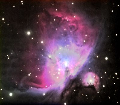 M42 Orion Nebula
M42 taken with a StarlightXpress MX7C and a GM8 mounted Orion Starblast. 

Processed to bring out as much color and nebulosity detail as possible.
Keywords: M42 Orion Nebula